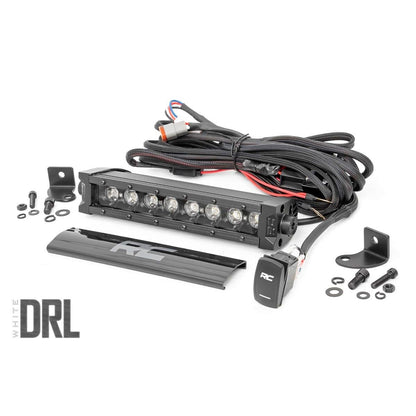 ROUGH COUNTRY 8 Inch Black Series LED Light Bar | Single Row | Cool White DRL | 70718BLDRL