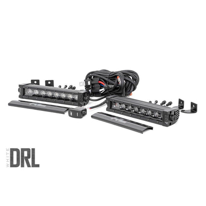 ROUGH COUNTRY 8 Inch Black Series LED Light Bar | Single Row | Cool White DRL | Pair | 70728BLDRL