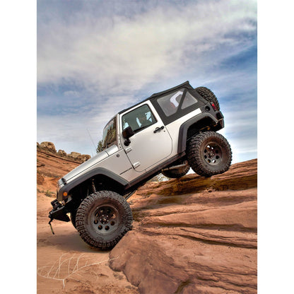 Smittybilt Replacement Soft Top Incl. 2 Front Replacement Upper Door Skins w/Tinted Windows Black Diamond I 9070235