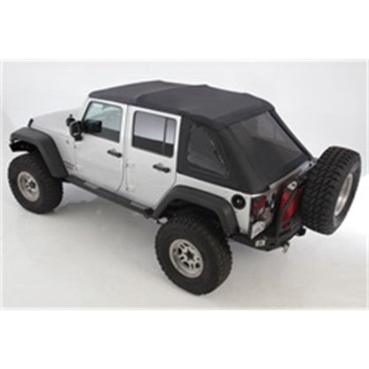 Smittybilt Bowless Combo Top w/Tinted Windows Marine Grade Durable Vinyl Coated Soft Top OEM Diamond Style Fabric 30ml DOT Tinted Glass Black I 9083235