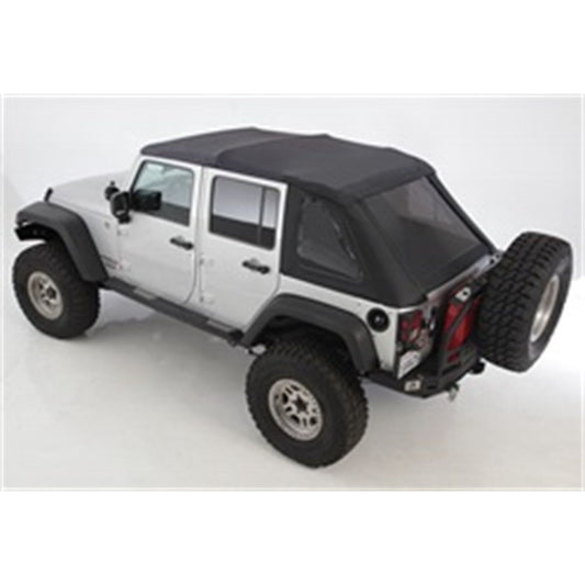 Smittybilt Bowless Combo Top w/Tinted Windows Marine Grade Durable Vinyl Coated Soft Top OEM Diamond Style Fabric 30ml DOT Tinted Glass Black I 9083235