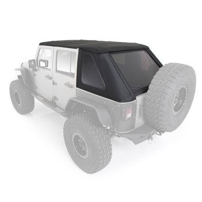 Smittybilt Bowless Combo Top w/Tinted Windows Marine Grade Durable Vinyl Coated Soft Top OEM Diamond Style Fabric 30ml DOT Tinted Glass Black I 9083235