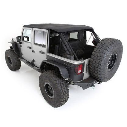 Smittybilt Bowless Combo Top w/Tinted Windows Marine Grade Durable Vinyl Coated Soft Top OEM Diamond Style Fabric 30ml DOT Tinted Glass Black I 9083235