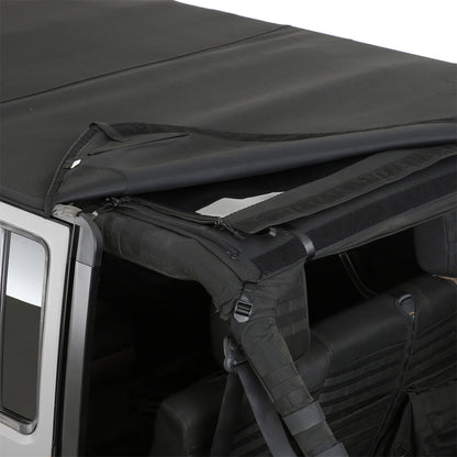 Smittybilt Bowless Combo Top w/Tinted Windows Marine Grade Durable Vinyl Coated Soft Top OEM Diamond Style Fabric 30ml DOT Tinted Glass Black I 9083235