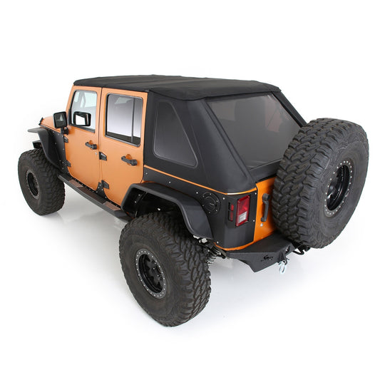 Smittybilt Bowless Combo Top w/Tinted Windows ProT3K Triple Layered Marine Grade Durable Vinyl Coated Soft Top OEM Diamond Style Fabric 30ml DOT Tinted Glass Black I 9087235