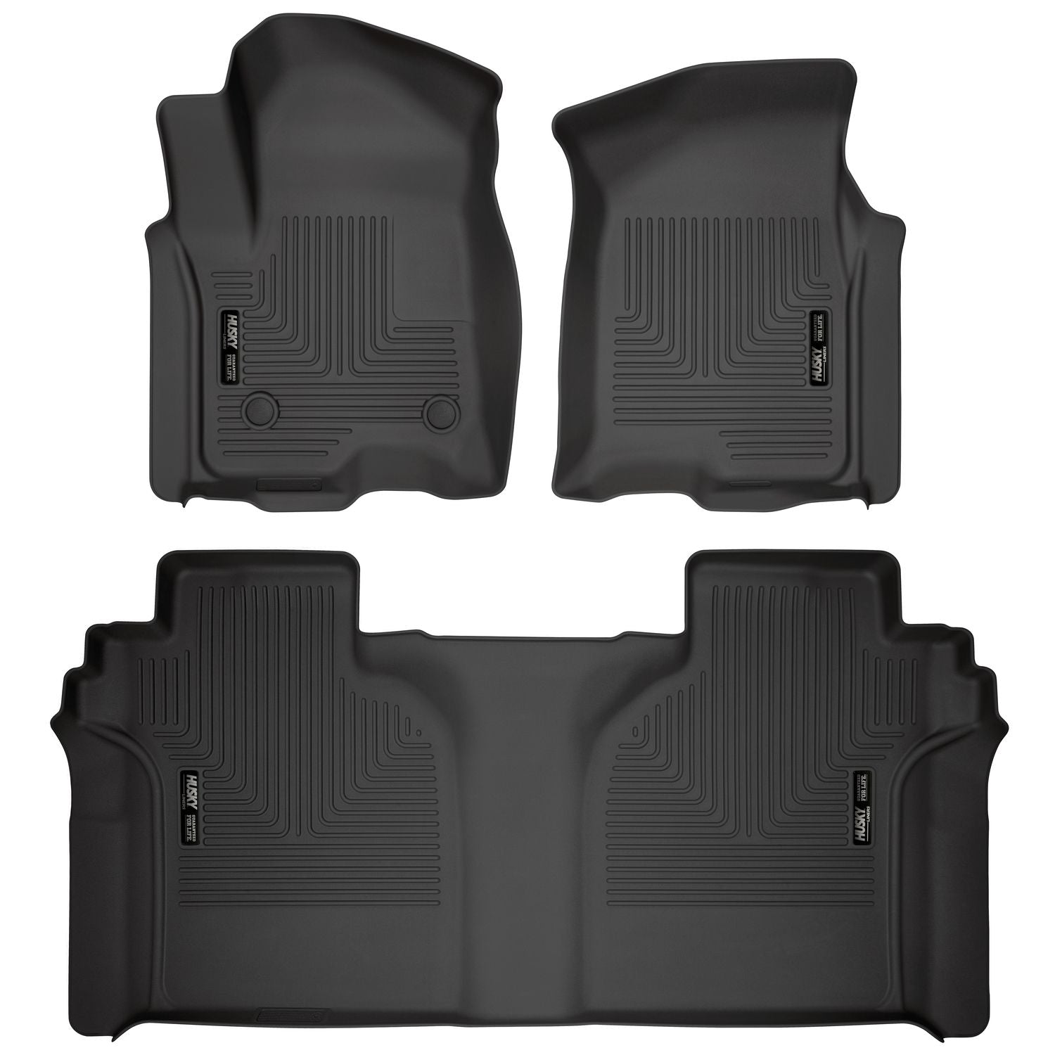 Husky Liners | Weatherbeater Front & 2nd Seat Floor Liners For 2019-2026 Silverado/Sierra 1500/2500 HD/3500 HD 3 Piece Crew Cab Husky Liners | 94021