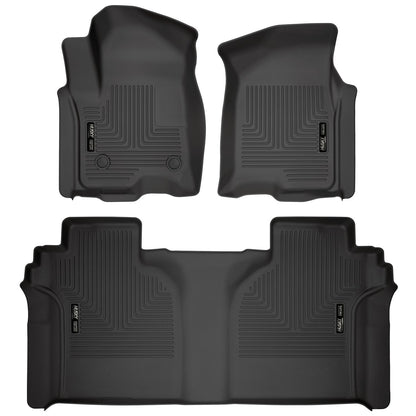 Husky Liners | Weatherbeater Front & 2nd Seat Floor Liners For 2019-2026 Silverado/Sierra 1500/2500 HD/3500 HD 3 Piece Crew Cab Husky Liners | 94021