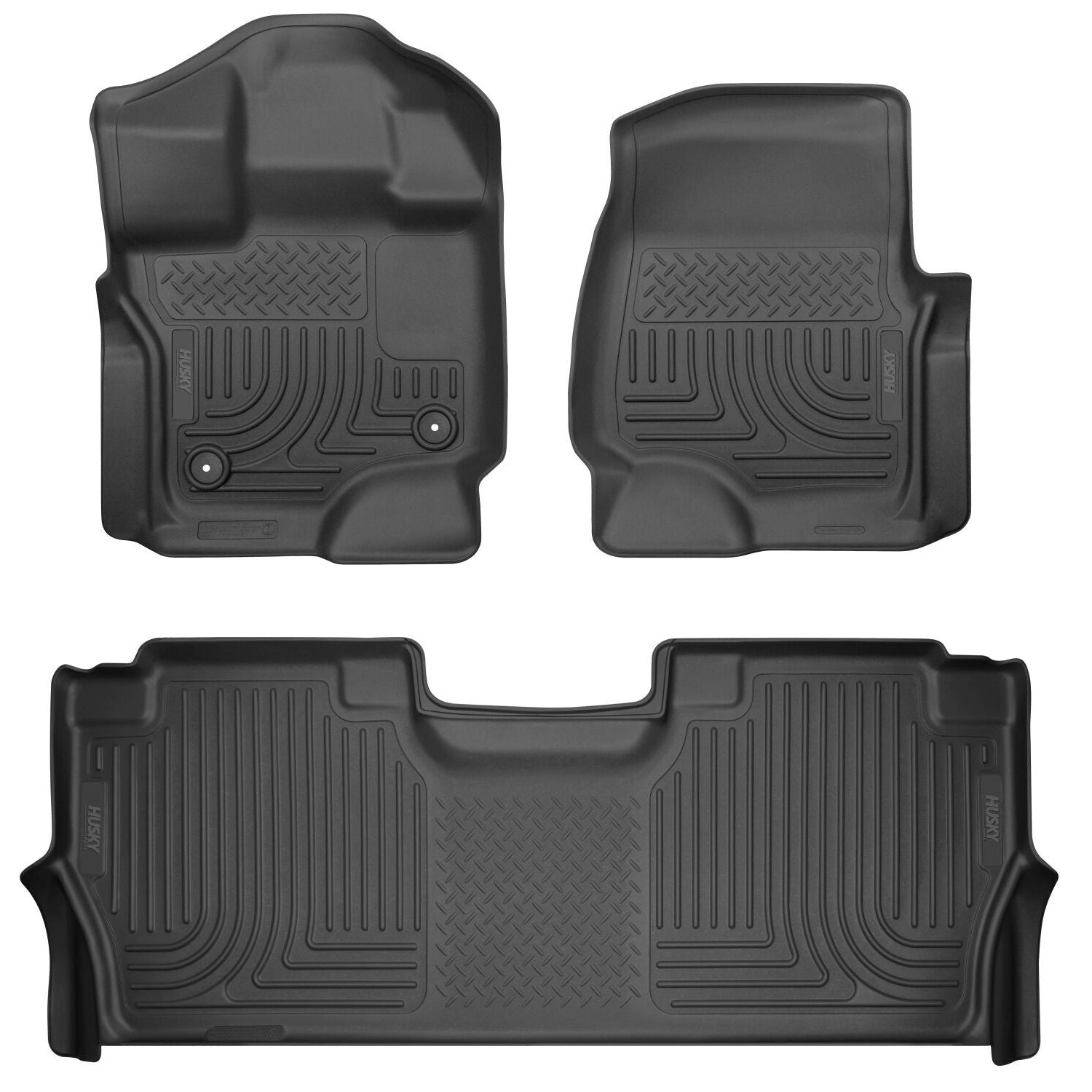 Husky Liners | Weatherbeater Front & 2nd Seat Floor Liners For 2021-2025 F-150 Lightning Husky Liners | 94121 in black rubber.