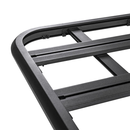 Smittybilt Defender Platform Roof Rack 50 in. Wide x 94 in. Long x 2 in. Sides 2.8mm Stringers Aluminum Black Powder Coat Mounting Brackets Not Included I 9450