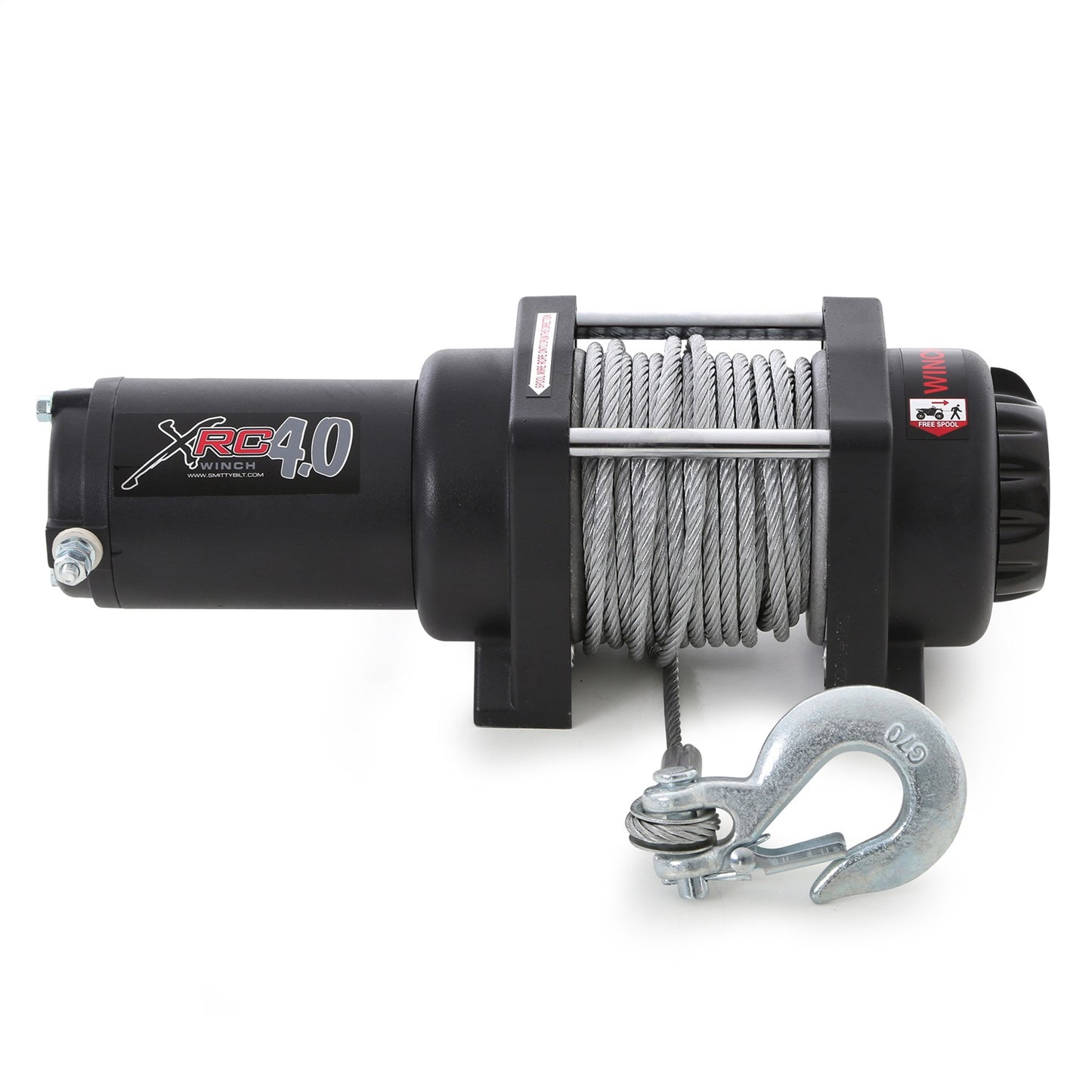 Smittybilt XRC4 Winch Rated Line Pull 4000lbs. 12V 4.19 HP 12 ft. Remote Lead 198:1 Gear Ratio 2-Stage Planetary Gear Self Locking Drum Incl. Remote 1/4 in. x 60 ft. Cable I 97204