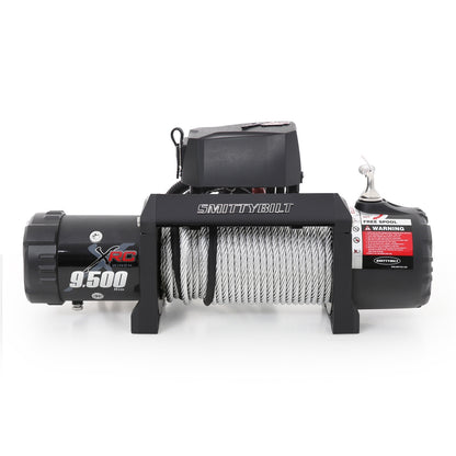 Smittybilt XRC-9.5K GEN 2 Winch Rated Line Pull 9500lbs. 12V 6.6 HP Rec. Batter 650CCA 12ft. Remote Lead Gear Ratio 161.28:1 3-Stage Planetary Gear Cable: 5/16in. x 93.5ft. I 97495