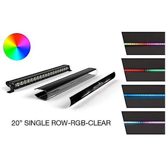 AEROLIDZ SINGLE ROW - CLEAR - COMBO PACK 20IN RGB CHASING LED LIGHT BAR + COVER + INSERT 20SCLRCBLED