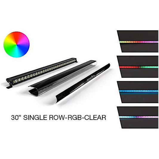 AEROLIDZ SINGLE ROW - CLEAR - COMBO PACK 30IN RGB CHASING LED LIGHT BAR + COVER + INSERT 30SCLRCBLED