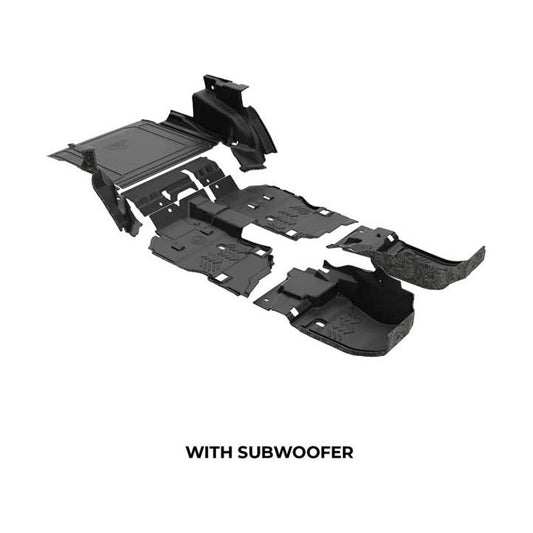 Armorlite 18-23 WRANGLER JLU 4DR FULL KIT FLOORING CARGO MAT WHEELHOUSE COVERS W/ SUBWOOF B1019395-BLK1-AA