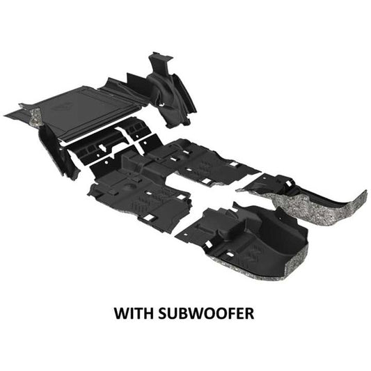 Armorlite 24-C WRANGLER JLU 4DR FULL KIT FLOORING CARGO MAT & WHEELHOUSE COVERS W/ SUBWOO B1019397-BLK1-AA