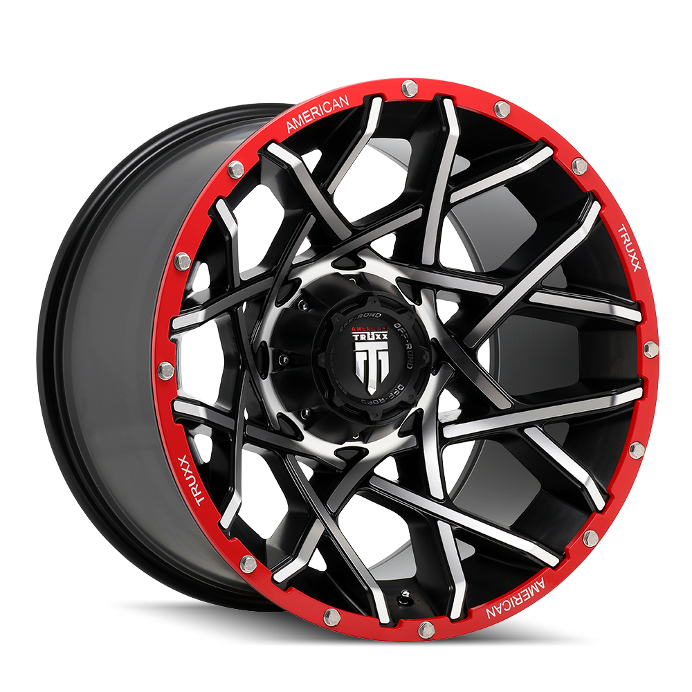 AMERICAN TRUXX GRIDLOCK (AT1901) BLACK/MACHINED/RED BEADLOCK AT1901-2237BML-44
