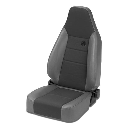 Bestop Trailmax II Sport Seat Charcoal Front High-Back Vinyl w/Center Fabric Insert Bucket Driver Or Pass Side Req. Seat Adapter PN[51256-01] Per Seat I 39438-09