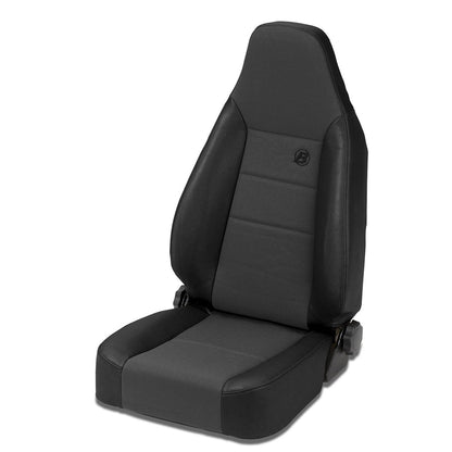 Bestop Trailmax II Sport Seat Black Denim Front High-Back Vinyl w/Center Fabric Insert Bucket Driver Or Pass Side Req. Seat Adapter PN[51256-01] Per Seat I 39438-15