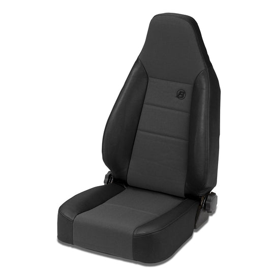 Bestop Trailmax II Sport Seat Black Denim Front High-Back Vinyl w/Center Fabric Insert Bucket Driver Or Pass Side Req. Seat Adapter PN[51256-01] Per Seat I 39438-15