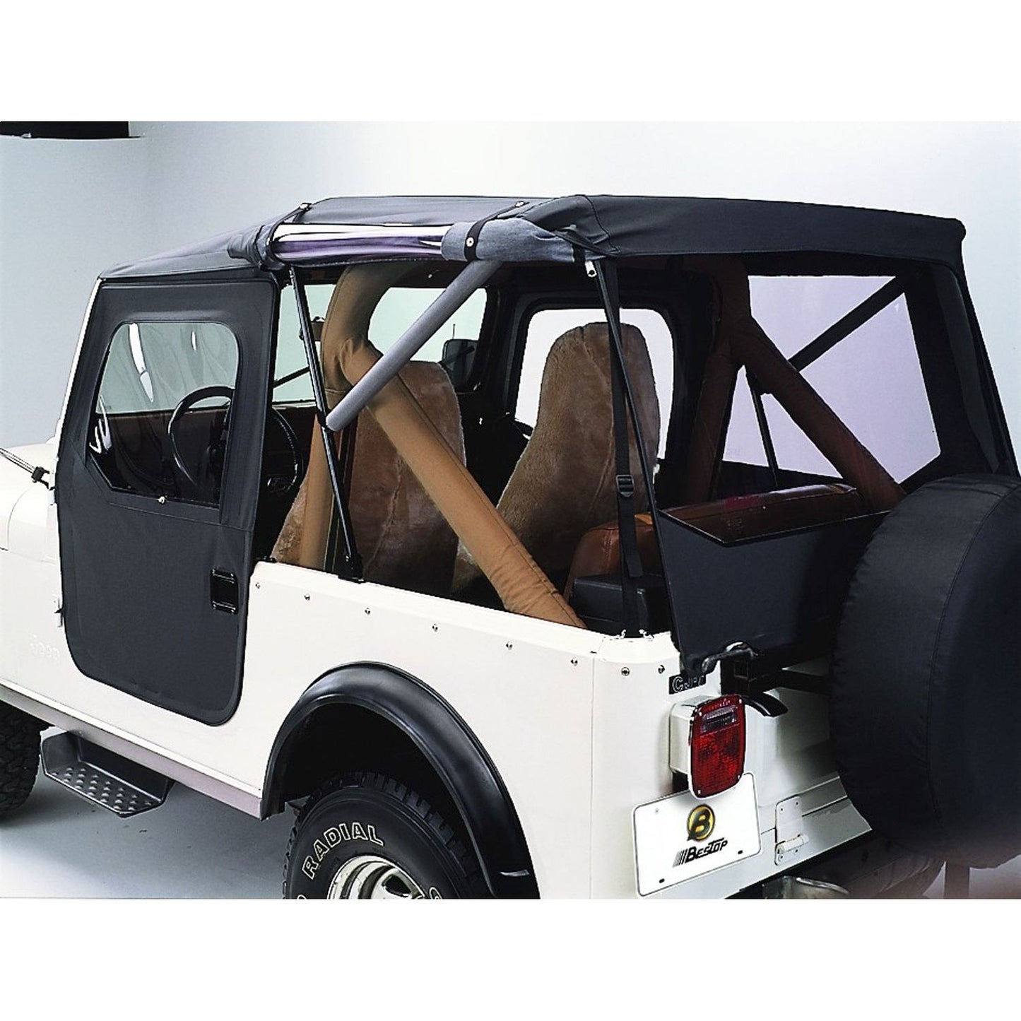 Bestop Tigertop Soft Top Black w/1 pc. Full Fabric Doors w/Clear Side And Rear Windows I 51408-01