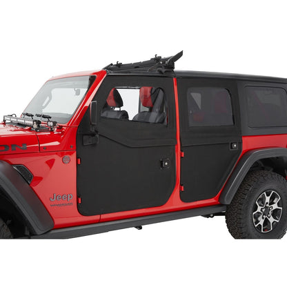 Bestop Fabric Door Set Black Twill 2 pc. Rear Fits Factory Soft Top/All Bestop Soft Tops w/Factory Door Surrounds And Door Strikers I 51751-17