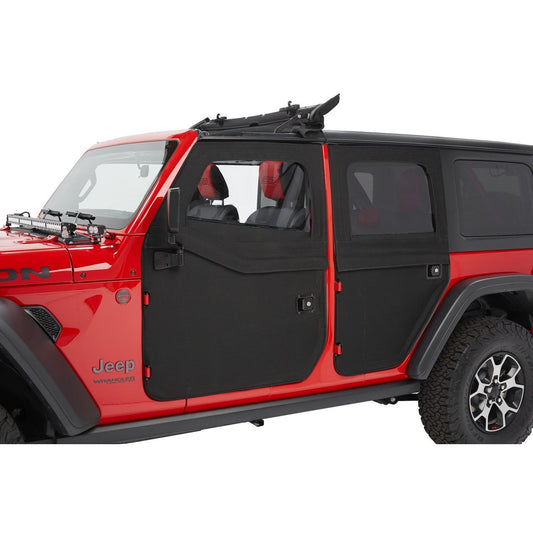 Bestop Fabric Door Set Black Twill 2 pc. Rear Fits Factory Soft Top/All Bestop Soft Tops w/Factory Door Surrounds And Door Strikers I 51751-17