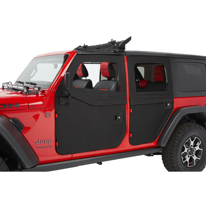 Bestop Fabric Door Set Black Twill 2 pc. Rear Fits Factory Soft Top/All Bestop Soft Tops w/Factory Door Surrounds And Door Strikers I 51751-17