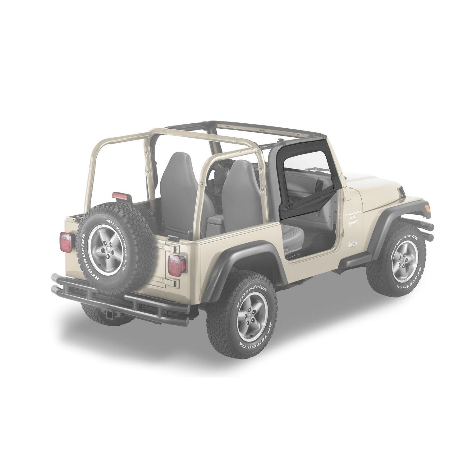 Bestop Upper Fabric Half Doors Black Diamond Front Fits PN[51710/51699/51719] w/Factory Steel Half Doors I 51790-35