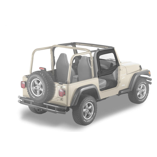 Bestop Upper Fabric Half Doors Black Diamond Front Fits PN[51710/51699/51719] w/Factory Steel Half Doors I 51790-35