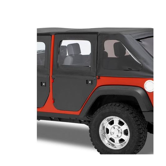 Bestop Fabric Door Set Black Twill 2 pc. Rear Fits Factory Soft Top/All Bestop Soft Tops w/Factory Door Surrounds And Door Strikers I 51799-17