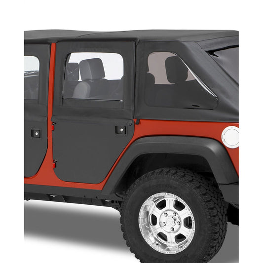 Bestop Fabric Door Set Black Diamond 2 pc. Rear Fits Factory Soft Top/All Bestop Soft Tops w/Factory Door Surrounds And Door Strikers I 51799-35