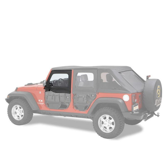 Bestop HighRock 4x4 Element Upper Fabric Half Doors Black Twill Front Incl. Two Upper Door Frames w/Fabric Door Skins Fits PN[51796/51810] I 51805-17
