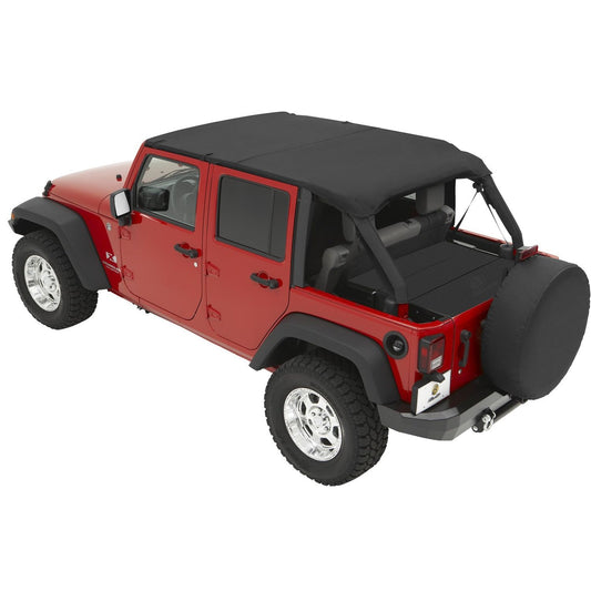 Bestop Header Extended Safari Style Bikiniâ„¢ Top Black Diamond Color-Matched No Drill Header Requires Installation Of PN[51243] I 52581-35