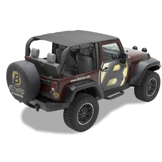 Bestop Header Extended Safari Style Bikini Top Black Diamond Color-Matched No Drill Header Requires Installation Of PN[51243] I 52583-35