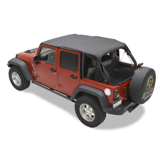 Bestop Header Extended Safari Style Bikiniâ„¢ Top Black Diamond Color-Matched No Drill Header Requires Installation Of PN[51243] I 52584-35