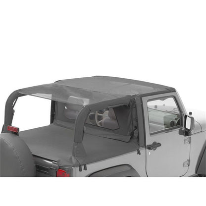 Bestop Header Extended Safari Cable Style Bikini Top Mesh  Color-Matched No Drill Header Cable Style Incl. Windshield Channel I 52593-11