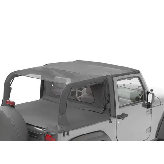 Bestop Header Extended Safari Cable Style Bikini Top Mesh  Color-Matched No Drill Header Cable Style Incl. Windshield Channel I 52593-11