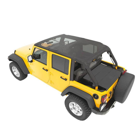 Bestop Header Extended Safari Cable Style Bikini Top Mesh  Color-Matched No Drill Header Cable Style Incl. Windshield Channel I 52594-11