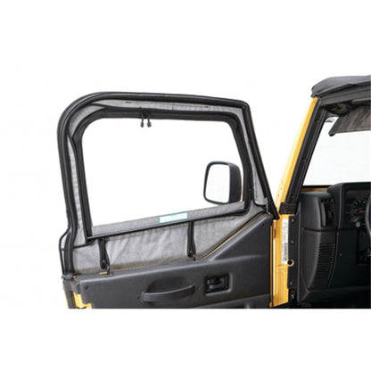 Bestop Fabric Door Skins Black Diamond Incl. 2 Side Windows Fabric Replacement Fits Original Factory Upper Door Frames I 53121-35