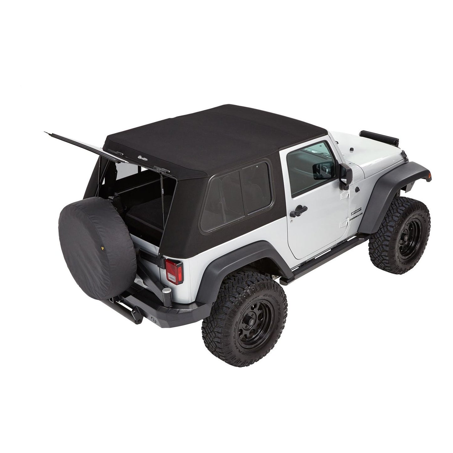 Bestop Trektop Pro Hybrid Slantback Soft Top Matte Black Tinted Sliding Side Panels And Safety Glass Rear Window I 54862-17