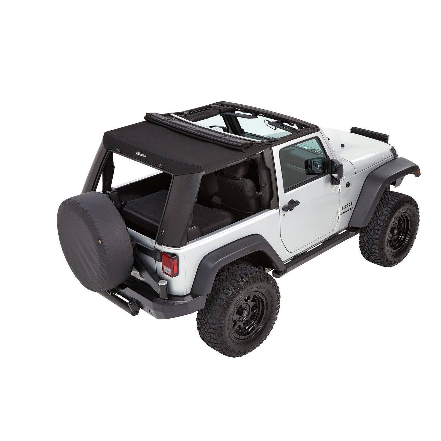 Bestop Trektop Pro Hybrid Slantback Soft Top Matte Black Tinted Sliding Side Panels And Safety Glass Rear Window I 54862-17