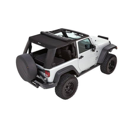 Bestop Trektop Pro Hybrid Slantback Soft Top Matte Black Tinted Sliding Side Panels And Safety Glass Rear Window I 54862-17
