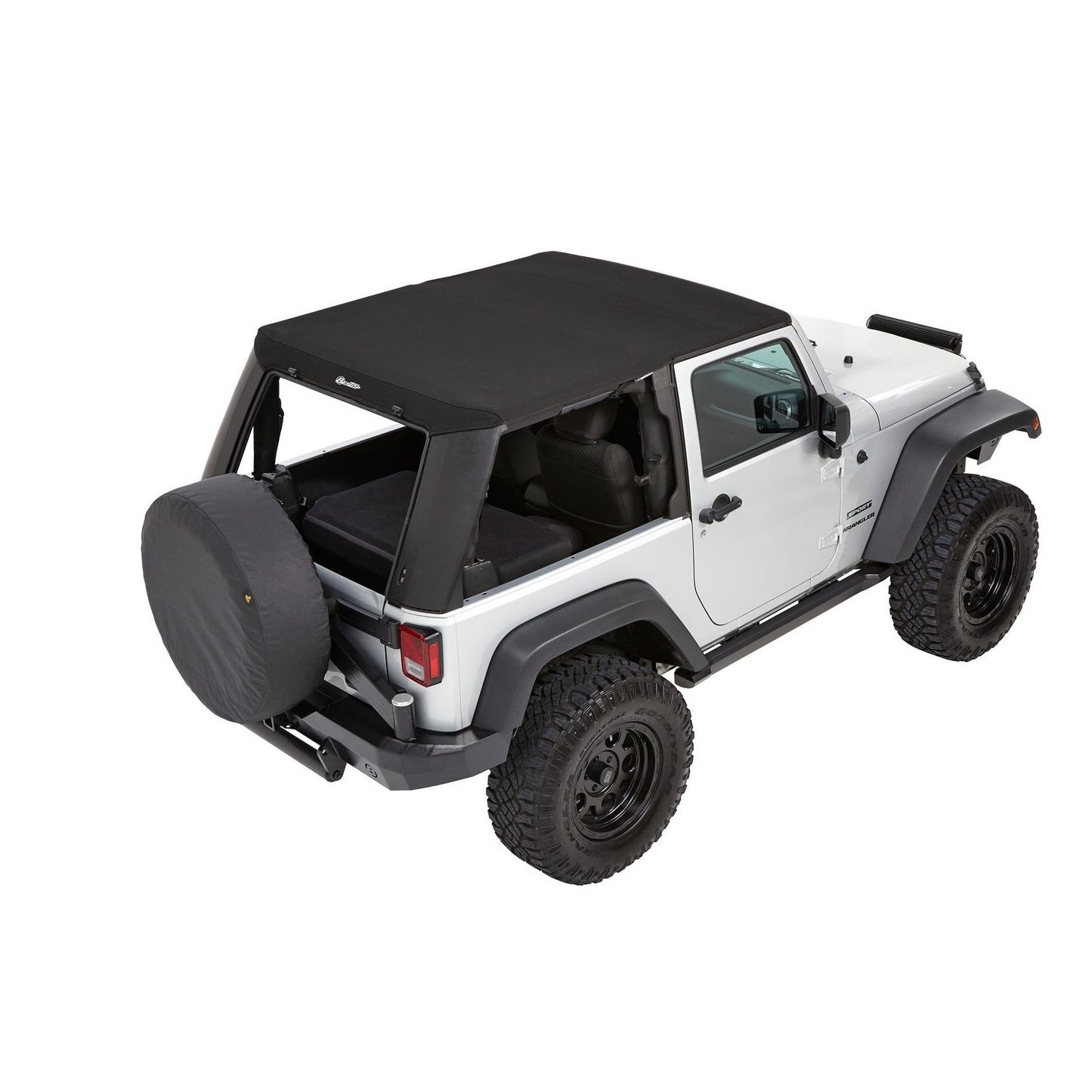 Bestop Trektop Pro Hybrid Slantback Soft Top Matte Black Tinted Sliding Side Panels And Safety Glass Rear Window I 54862-17
