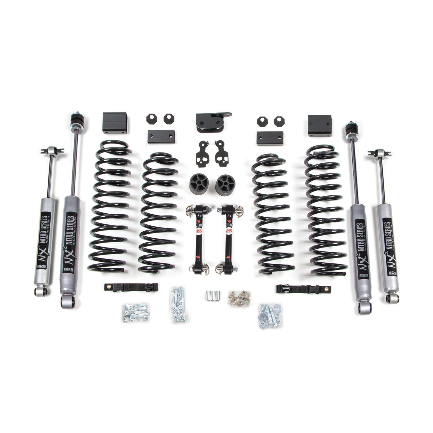 BDS Suspension | 3 Inch Lift Kit Jeep Wrangler JK 07-11 2-Door Fixed Sway Bar Links NX2 Nitro Shocks | BDS1424H