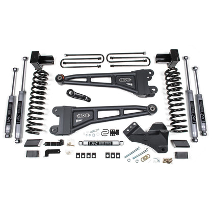 BDS Suspension | 4 Inch Lift Kit w/ Radius Arm Ford F250/F350 Super Duty 17-19 4WD Diesel 5 Inch Block 2 Leaf Main Fox 2.0 Performance shocks | BDS1520FS