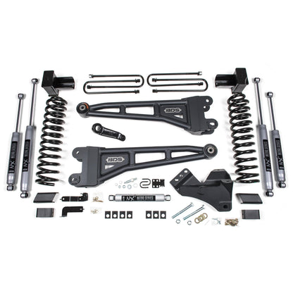 BDS Suspension | 4 Inch Lift Kit w/ Radius Arm Ford F250/F350 Super Duty 17-19 4WD Gas 5 Inch Block 3 Leaf Main NX2 Nitro Shocks | BDS1525H
