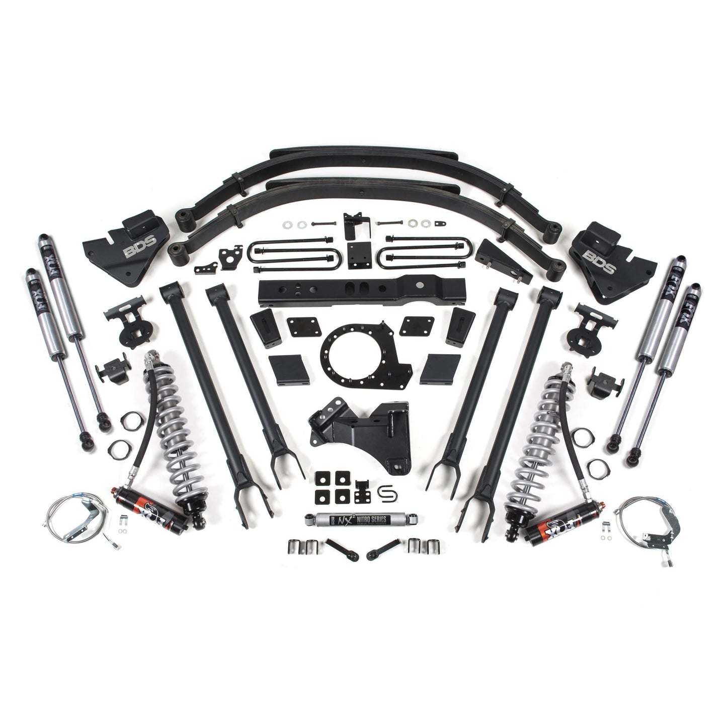 BDS Suspension | 8 Inch Lift Kit w/ 4-Link FOX 2.5 Performance Elite Coil-Over Conversion Ford F250/F350 Super Duty 17-19 4WD Diesel | BDS1541FPE