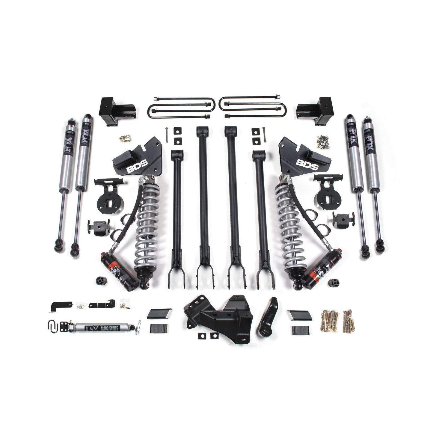 BDS Suspension | 4 Inch Lift Kit w/ 4-Link FOX 2.0 Performance Coil-Over Conversion Ford F250/F350 Super Duty 17-19 4WD Diesel Leaf Springs | BDS1555FPE