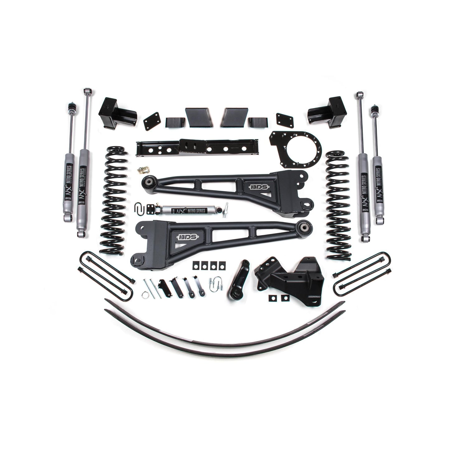 BDS Suspension | 6 Inch Lift Kit w/ Radius Arm Ford F250/F350 Super Duty 17-19 4WD Diesel 5 Inch Block 3 Leaf Main Fox 2.0 Performance Shocks | BDS1581FS