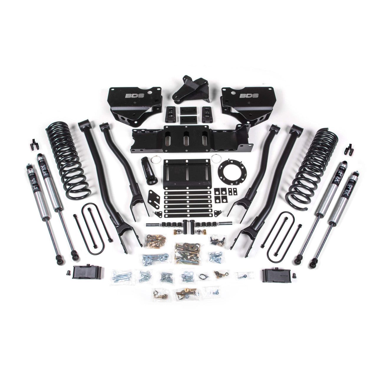 BDS Suspension | 4 Inch Lift Kit w/ 4-Link Ram 3500 19-23 4WD Gas Without Factory Rear Overload Leaf Fox 2.0 Performance Shocks | BDS1676FS